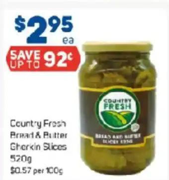 Foodland Country Fresh Bread & Butter Gherkin Slices offer