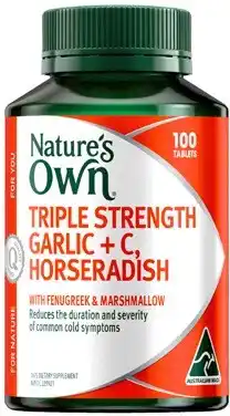 Discount Drug Stores Nature’s Own Triple Strength Garlic + C, Horseradish 100 Tablets offer