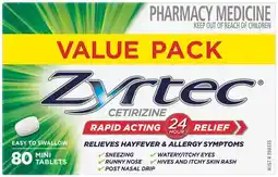 Discount Drug Stores Zyrtec Hayfever & Allergy Relief Value Pack 80 Mini Tablets offer