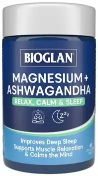 Discount Drug Stores Bioglan Magnesium + Ashwagandha Relax, Calm & Sleep 60 Tablets offer