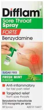 Discount Drug Stores Difflam Sore Throat Spray Forte Fresh Mint Flavour 15mL offer