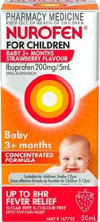 Discount Drug Stores Nurofen For Children Baby 3+ Months Concentrated Strawberry Flavour 50mL offer