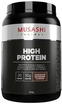 Discount Drug Stores Musashi High Protein Chocolate Milkshake Flavour 900g offer