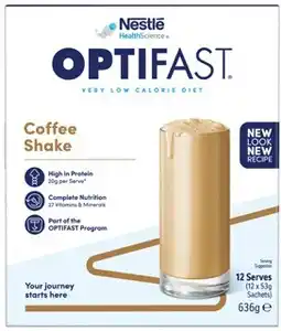 Discount Drug Stores Optifast VLCD Shake Coffee Flavour 12 x 53g Sachets offer