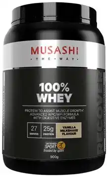 Discount Drug Stores Musashi 100% Whey Vanilla Milkshake Flavour 900g offer