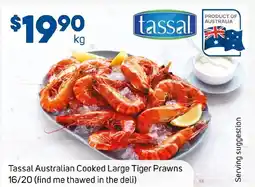 Foodland Tassal Australian Cooked Large Tiger Prawns 16/20 offer