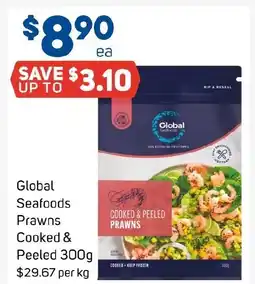 Foodland Global Seafoods Prawns Cooked & Peeled offer