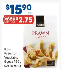 Foodland KB's Prawn or Vegetable Gyoza 750g offer