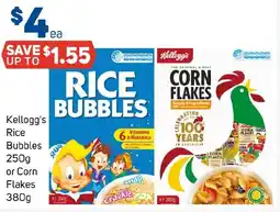 Foodland Kellogg's Rice Bubbles or Corn Flakes offer