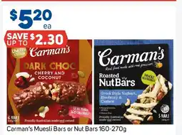 Foodland Carman's Muesli Bars or Nut Bars offer