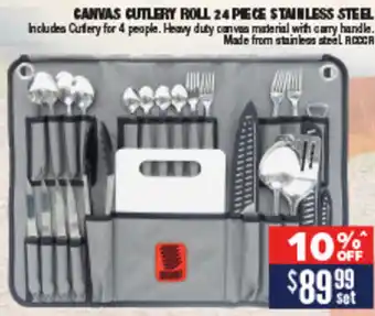 Opposite Lock CANVAS CUTLERY ROLL 24 PIECE STAINLESS STEEL offer