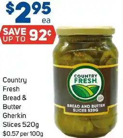 Foodland COUNTRY FRESH BREAD AND BUTTER Gherkin Slices offer