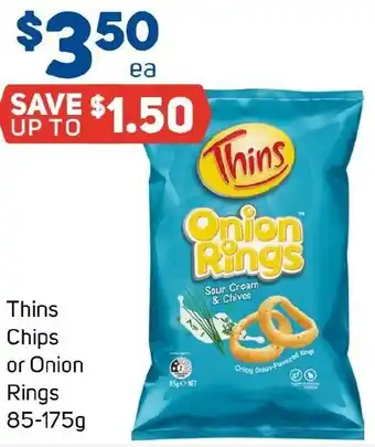 Foodland Thins Chips or Onion Rings offer