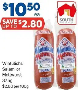 Foodland Wintulichs Salami or Mettwurst offer