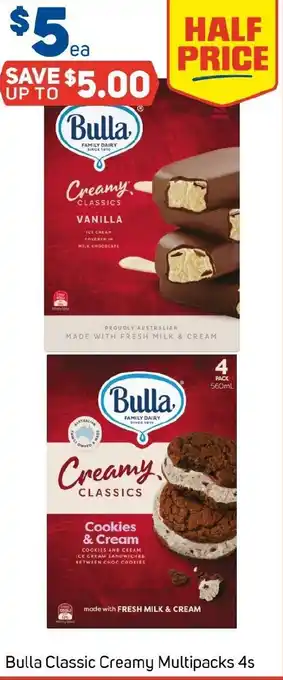 Foodland Bulla Classic Creamy Multipacks 4s offer