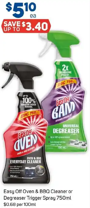 Foodland Easy Off Oven & BBQ Cleaner or Degreaser Trigger Spray l $0.68 per 100ml offer