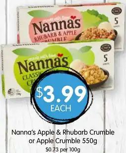 Spudshed Nanna's apple & rhubarb crumble or apple crumble offer