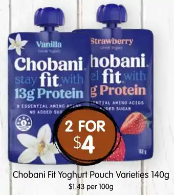 Spudshed Chobani fit yoghurt pouch varieties offer