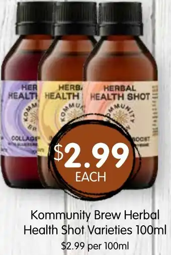 Spudshed Kommunity Brew Herbal Health Shot Varieties offer