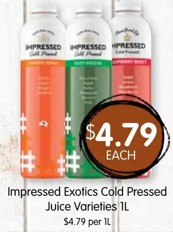 Spudshed Impressed exotics cold pressed juice varieties offer