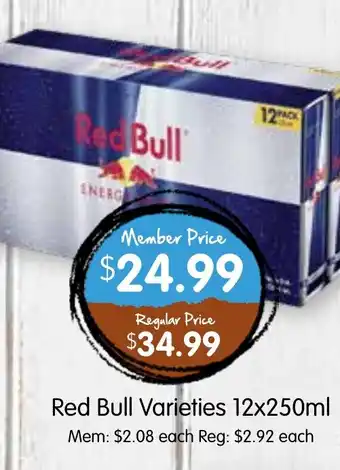 Spudshed Red Bull Varieties  Mem: $2.08 each Reg: $2.92 each offer