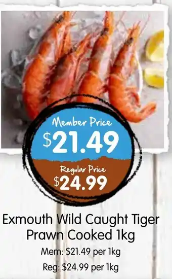 Spudshed Exmouth Wild Caught Tiger Prawn Cooked offer