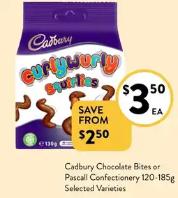 Foodworks Cadbury Chocolate Bites or Pascall Confectionery offer