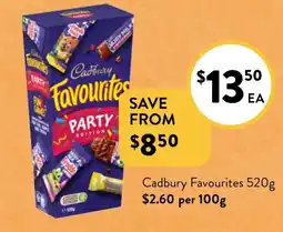 Foodworks Cadbury Favourites offer