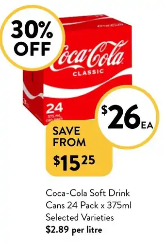 Foodworks Coca-Cola Soft Drink Cans offer