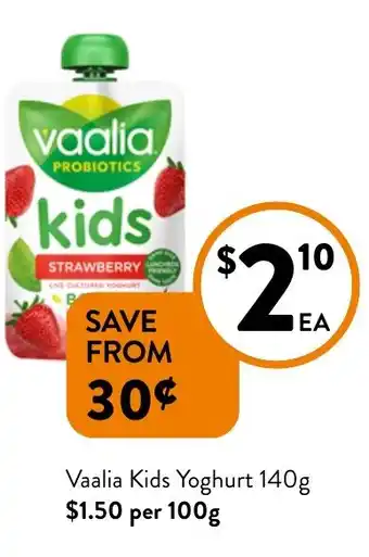 Foodworks Vaalia Kids Yoghurt offer