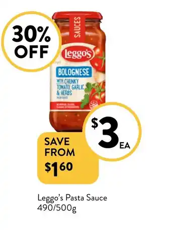 Foodworks Leggo's Pasta Sauce offer