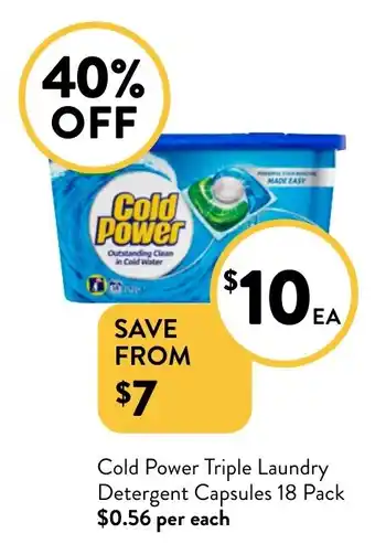 Foodworks Cold Power Triple Laundry Detergent Capsules offer