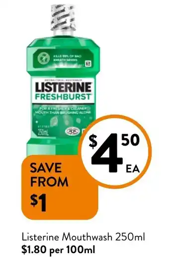 Foodworks Listerine Mouthwash offer