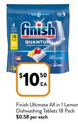 Foodworks Finish Ultimate All in 1 Lemon Dishwashing Tablets offer