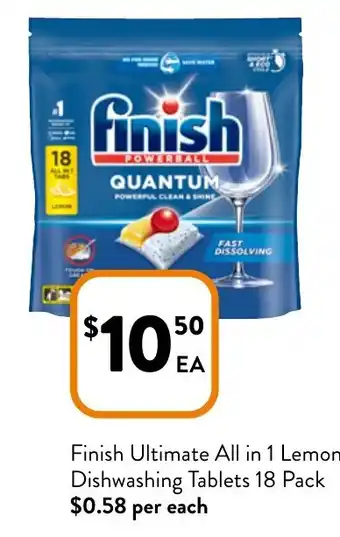 Foodworks Finish Ultimate All in 1 Lemon Dishwashing Tablets offer