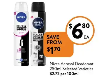 Foodworks Nivea Aerosol Deodorant offer