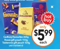 Cheap as Chips Cadbury Favourites Roses gift pouch Toblerone gift pouch offer