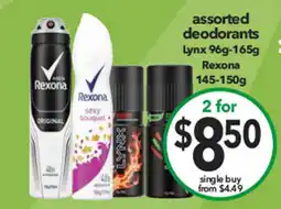 Cheap as Chips assorted deodorants Lynx 96g-165g offer