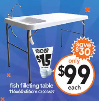 Cheap as Chips fish filleting table offer