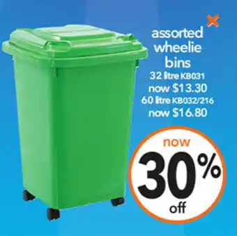 Cheap as Chips assorted wheelie bins offer