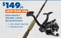 BCF Penn wrath ii spin reel + penn recon rod pack offer