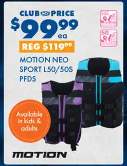 BCF Motion neo sport l50/50s pfds offer