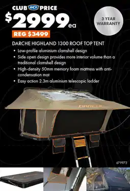 BCF Darche highland 1300 roof top tent offer