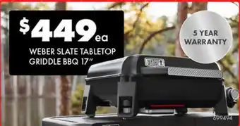 BCF Weber slate tabletop griddle bbq 17″ offer