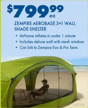 BCF Zempire aerobase 3+1 wall shade shelter offer