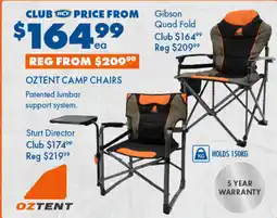 BCF Oztent camp chairs offer