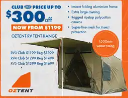 BCF Oztent rv tent range offer