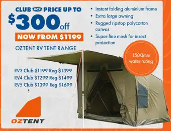 BCF Oztent rv tent range offer