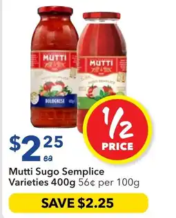 Ritchies Mutti Sugo Semplice offer