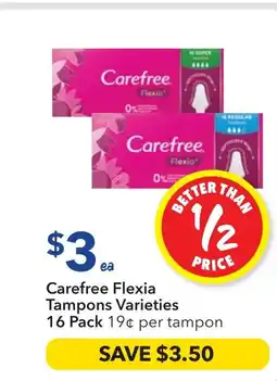 Ritchies Carefree Flexia Tampons offer